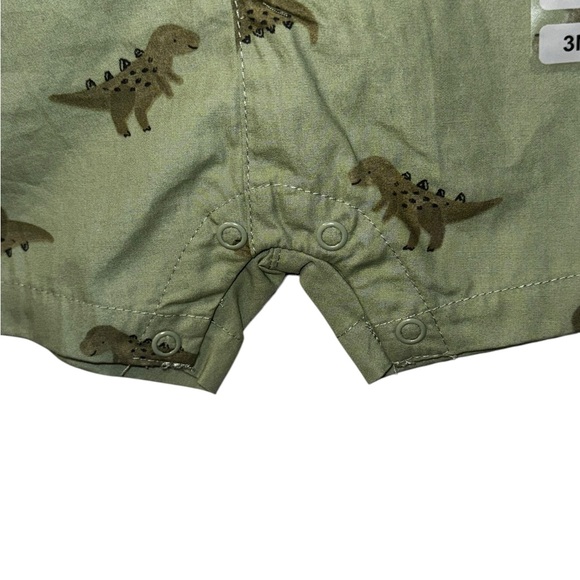 Carter's Olive Dinosaur Print Baby Romper - Picture 3 of 7